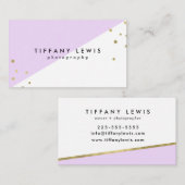 Lila und Goldconfetti-Geschäfts-Karten Visitenkarte (Vorne/Hinten)