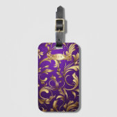 Lila und Golddemaskade Mit Monogramm Gepäckanhänger (Vorderseite Vertikal)