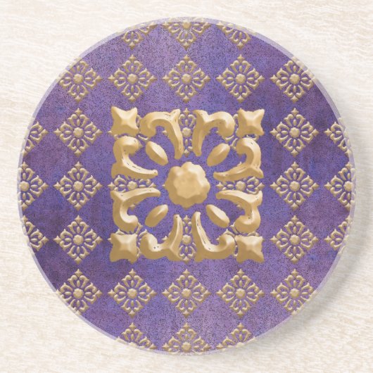 Lila- und Golddiamanten Getränkeuntersetzer (Vorne)