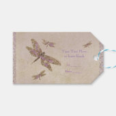 Lila- und Golddrachenfliegen-Dragonfly-Gastgeschen Geschenkanhänger (Vorderseite (Horizontal))