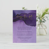 Lila und goldene Abstrakte Änderung des Datums Hoc Einladung (Stehend Vorderseite)