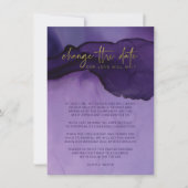 Lila und goldene Abstrakte Änderung des Datums Hoc Einladung (Vorderseite)