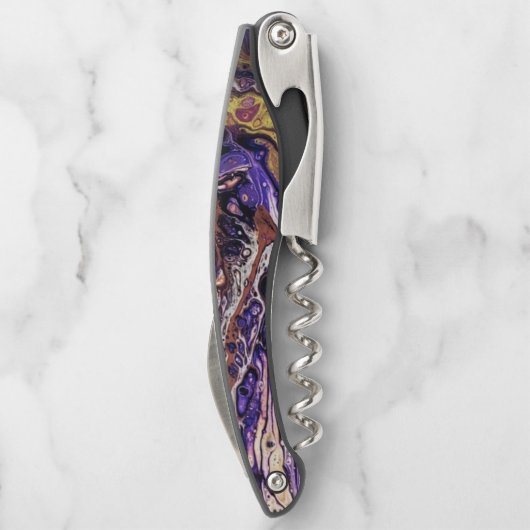 Lila und goldene abstrakte Farbe Kellnermesser (Rückseite)