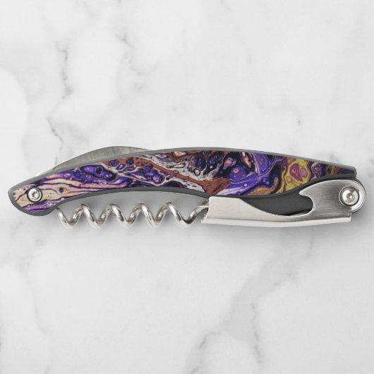 Lila und goldene abstrakte Farbe Kellnermesser (Rückseite)