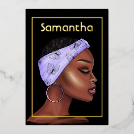 Lila und goldene Afterday Party Folieneinladung