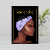 Lila und goldene Afterday Party Folieneinladung (Stehend vorne)