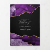 Lila und goldene Agate Hochzeit - Einladung mit dr (Cover)