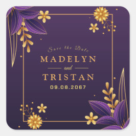 Lila und goldene Ästhetik Quadratischer Aufkleber