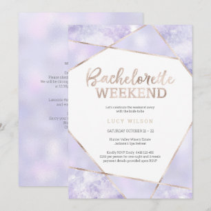 Lila und goldene Bachelorette Wochenende Einladung
