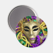 Lila und goldene Beads Masquerade Mardi Gras Magnet (Vorderseite/Rückseite)