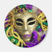 Lila und goldene Beads Masquerade Mardi Gras Magnet (Vorne)