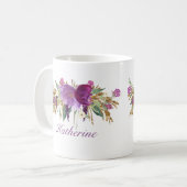 Lila und goldene Blume Kaffeetasse (Vorderseite Links)