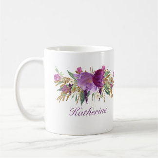 Lila und goldene Blume Kaffeetasse