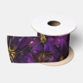 Lila und goldene Blumen Satinband (Spule)