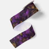Lila und goldene Blumen Satinband (Rückseite)