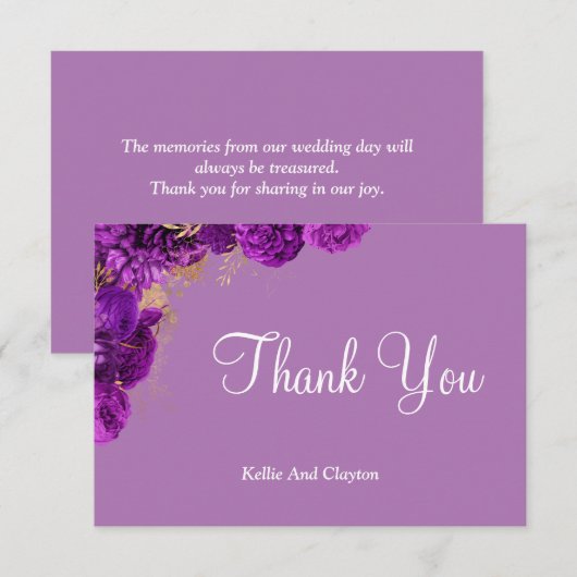 Lila und goldene Blumenkarten (Vorne/Hinten)