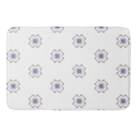 Lila und goldene Blumenmuster Fraktal Kunst geteer Badematte (Vorderseite)