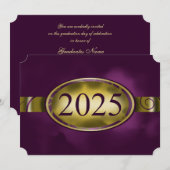 Lila und goldene Blütentaste 2025-Karte Einladung (Vorne/Hinten)