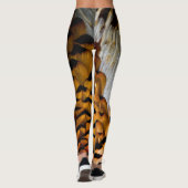 Lila und goldene Brown-Fasan-Federn Leggings (Rückseite)