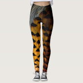 Lila und goldene Brown-Fasan-Federn Leggings (Vorderseite)