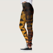 Lila und goldene Brown-Fasan-Federn Leggings (Links)