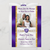 Lila und goldene Einladungen mit Foto (Vorne/Hinten)