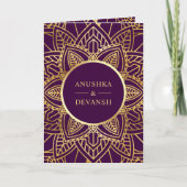 Lila und goldene Ethnic Mandala Indian Wedding Einladung (Vorderseite)