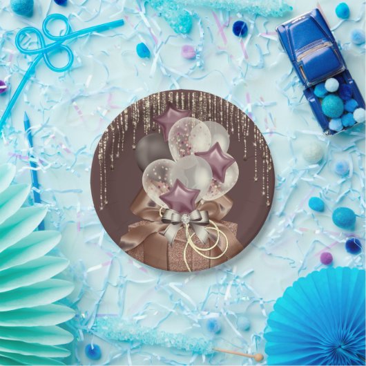 Lila und goldene Feier Pappteller (Party)