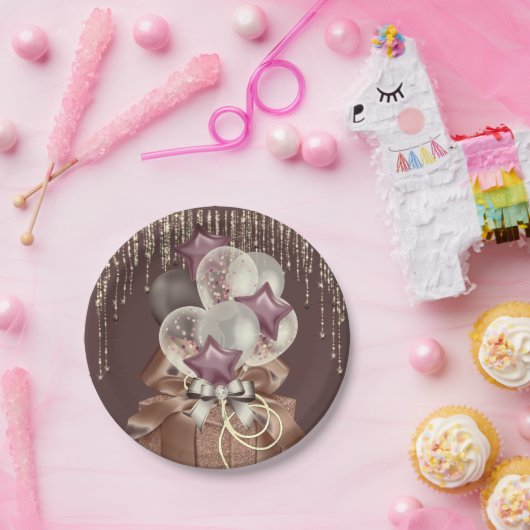 Lila und goldene Feier Pappteller (Party)