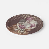 Lila und goldene Feier Pappteller (Schrägansicht)