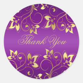 Lila und goldene Flora 1,5" Rundaufkleber Runder Aufkleber