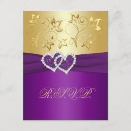 Lila und goldene Flora-Repo-Karte RSVP Karte