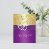 Lila und goldene Flora-Repo-Karte RSVP Karte (Stehend Vorderseite)