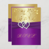 Lila und goldene Flora-Repo-Karte RSVP Karte (Vorne/Hinten)