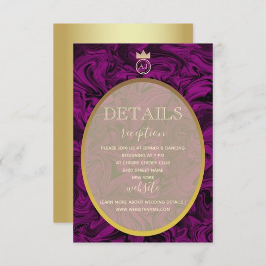 Lila und goldene Foil Elegante Hochzeitskarte Einladung (Vorne/Hinten)