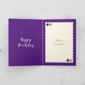 Lila und goldene Fototaunen Geburtstag Karte (Innenseite)