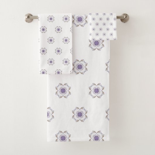 Lila und goldene Fraktal Art Badhandtuch Set (Insitu)