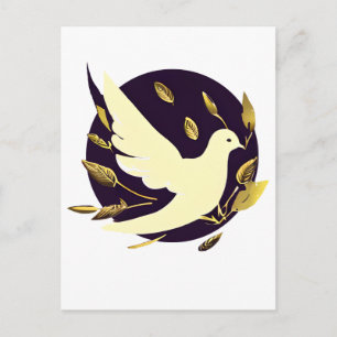 Lila und Goldene Friedens Taube Postkarte