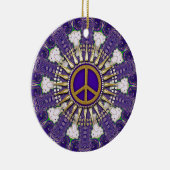 Lila und goldene Friedenszeichen Keramik Ornament (Rechts)