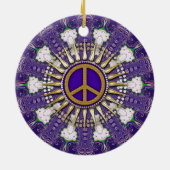 Lila und goldene Friedenszeichen Keramik Ornament (Hinten)