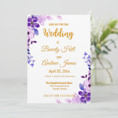 Lila und goldene Frühjahrssonne Einladung (Stehend Vorderseite)