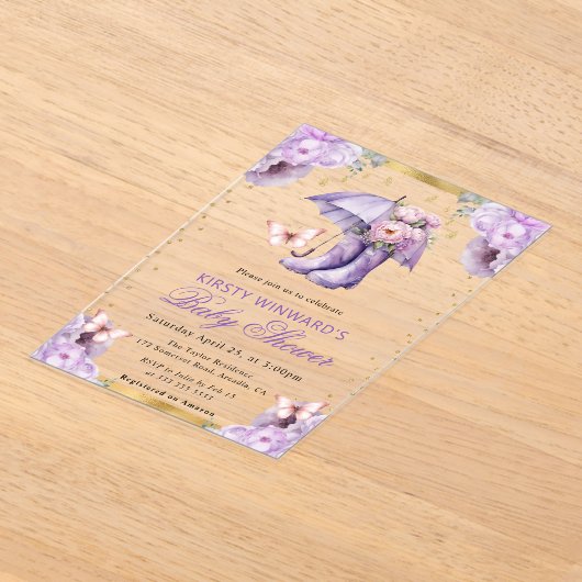 Lila und goldene Frühlingshütte Acryleinladungen (Ablage )