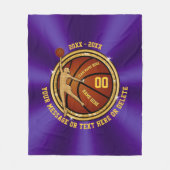 Lila und goldene Geschenkideen für Basketball Fleecedecke (Vorderseite)