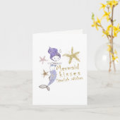 Lila und goldene Glitzer Mermaid Birthday Party Karte (Gelbe Blume)