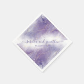 Lila und goldene Glitzer Wasserfarbe Hochzeit Napk Serviette (Ecke)