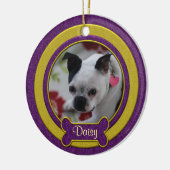 Lila und goldene Haustiere Foto Weihnachtsschmuck (Links)