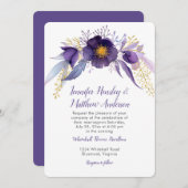 Lila und goldene Hellebore Wasserfarben Einladung