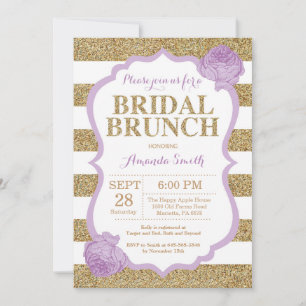 Lila und Goldene Hochzeits-Brunch-Einladung Glitte Einladung