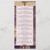 Lila und goldene Hochzeitskarte Menükarte (Rückseite)