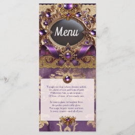 Lila und goldene Hochzeitskarte Menükarte
